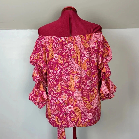 CeCe  multi colour floral paisley crepe blouse - Picture 7 of 7